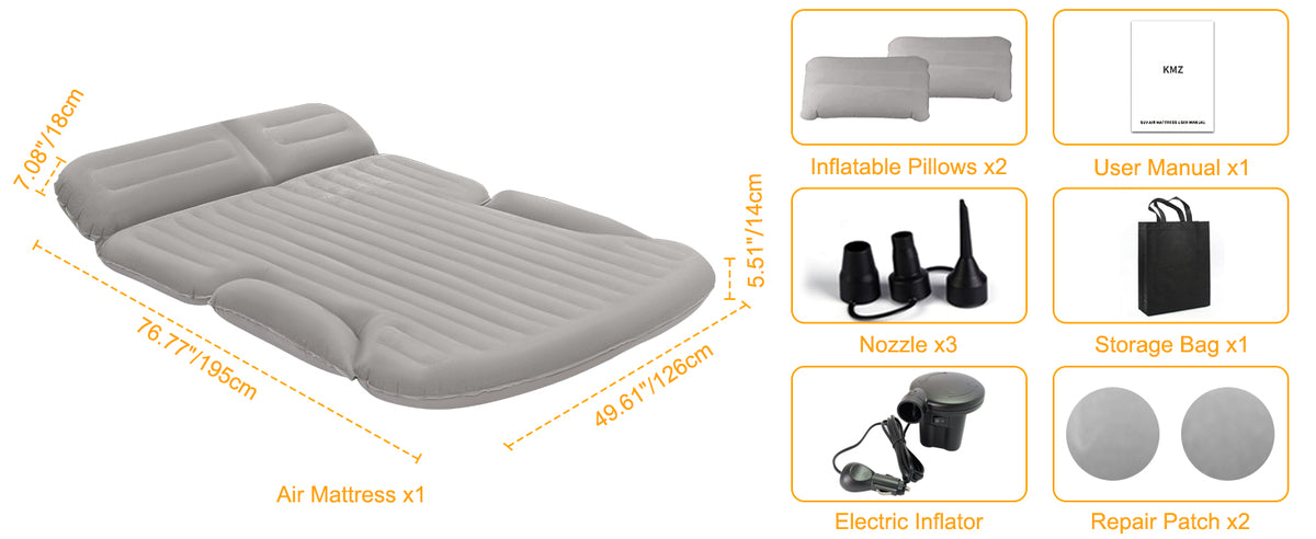 KMZ SUV AIR MATTRESS LIGHT GRAY