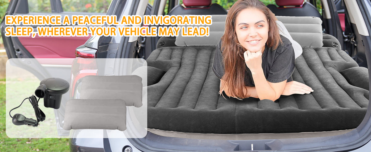 KMZ mattress with two inflatable pillows and an external car air pump