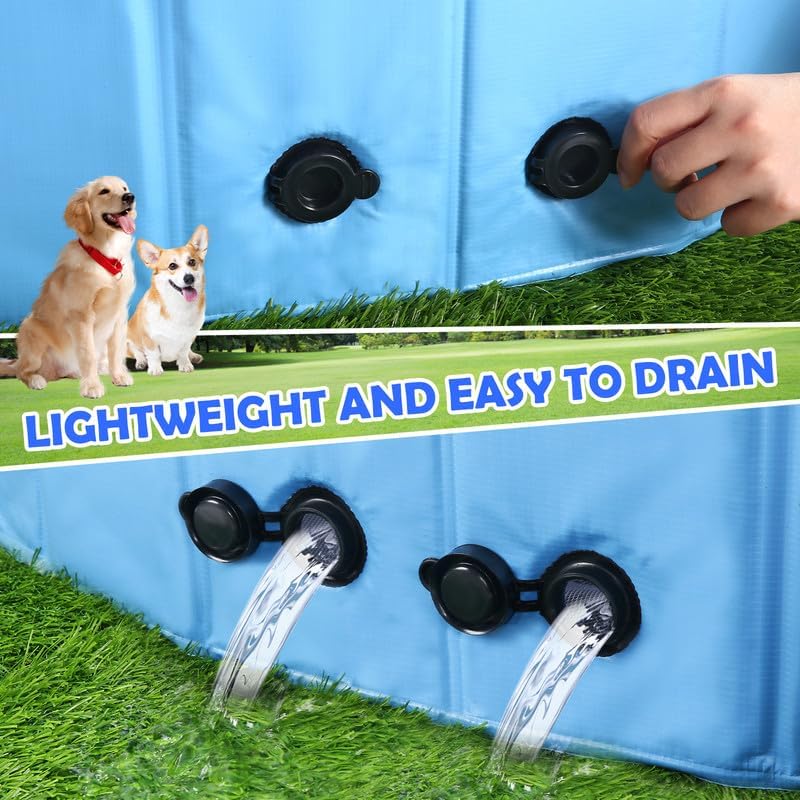 Eooqi 63" Large Dog Pool with Sprinkler, 2-in-1 Foldable Swimming Pool Non-Slip Hard Plastic Splash Sprinkler Kiddie Pool for Outdoor Backyard Kids Dogs Ducks and Pet Baths