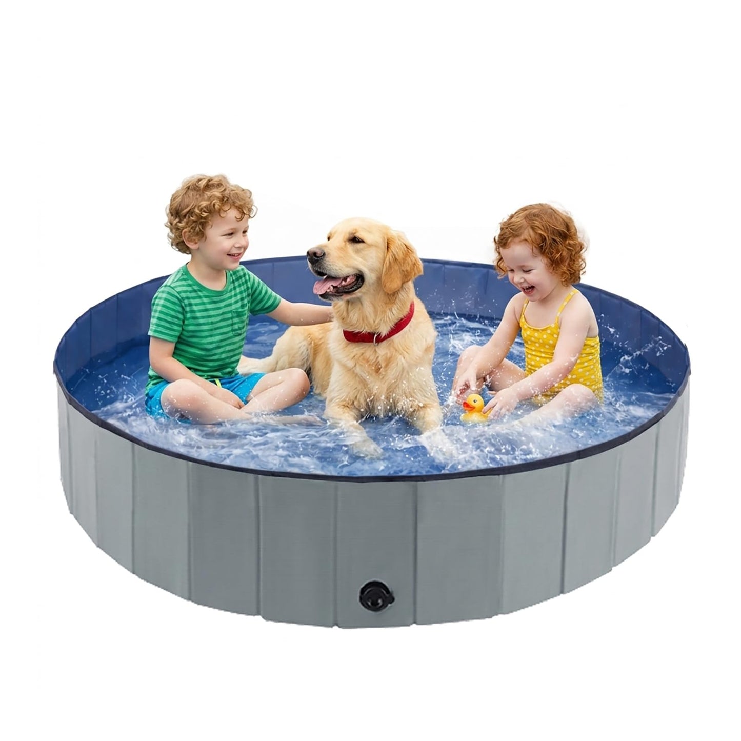 Eooqi Foldable Plastic Dog Pool, Collapsible Pet Bath Tub & Wading Pool, Portable Hard-Side Dog Swimming Pool for Outdoor & Backyard Use, Puppies, Small & Medium Dogs, Cats and Kids (Blus, 32"-S)