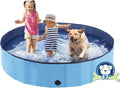 Foldable Dog Pool, Portable Pet Bath Tub and Kiddie Swimming Pool, Collapsible Bathtub for Puppies, Small, Medium and Large Dogs, Cats and Kids, 32 x 8 in, Blue