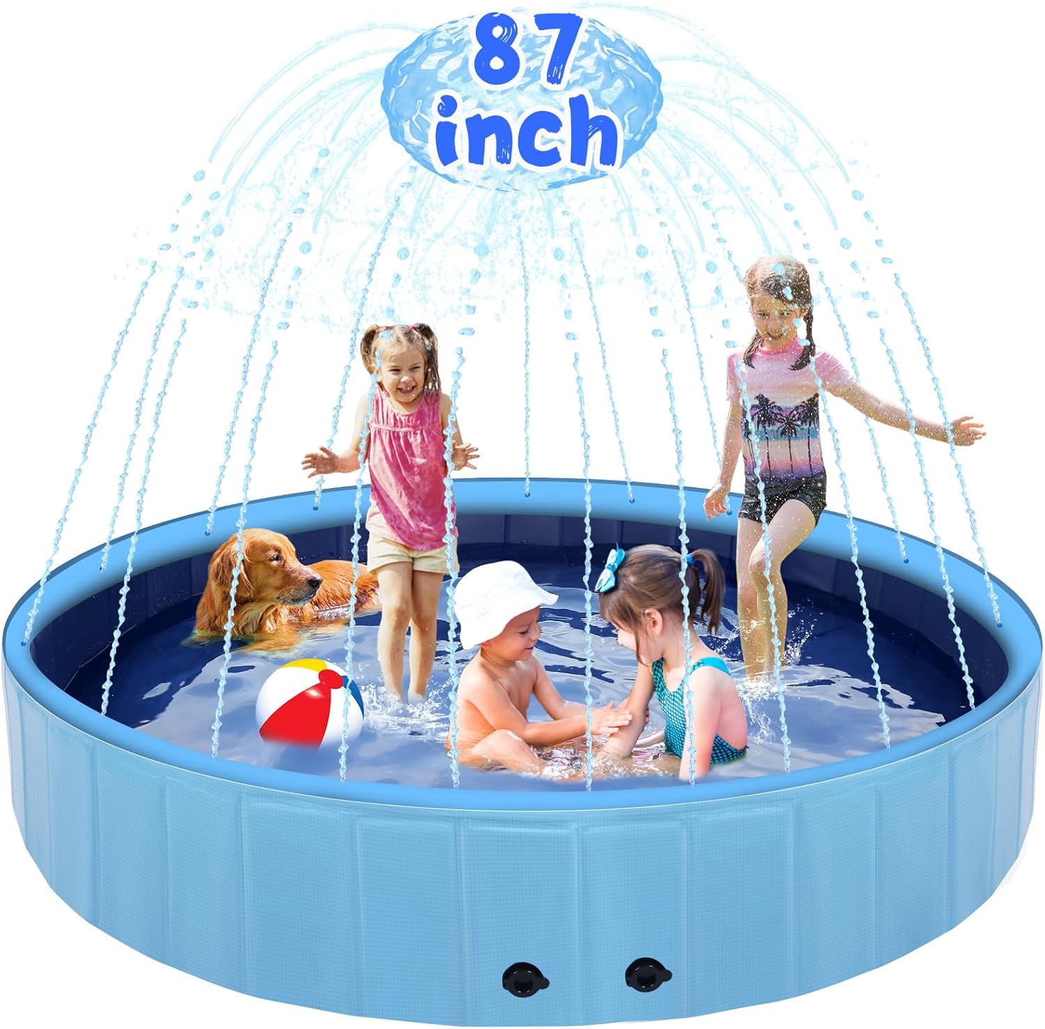 Foldable Dog Pool, Portable Pet Bath Tub and Kiddie Swimming Pool, Collapsible Bathtub for Puppies, Small, Medium and Large Dogs, Cats and Kids, 32 x 8 in, Blue