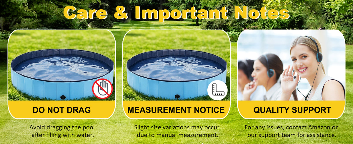 EOOQI foldable pet pool care and important notes