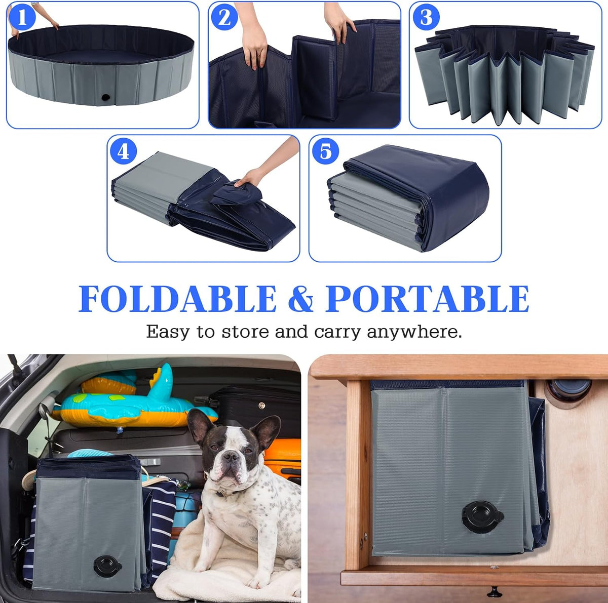 EOOQI foldable pet pool features and care, image 13