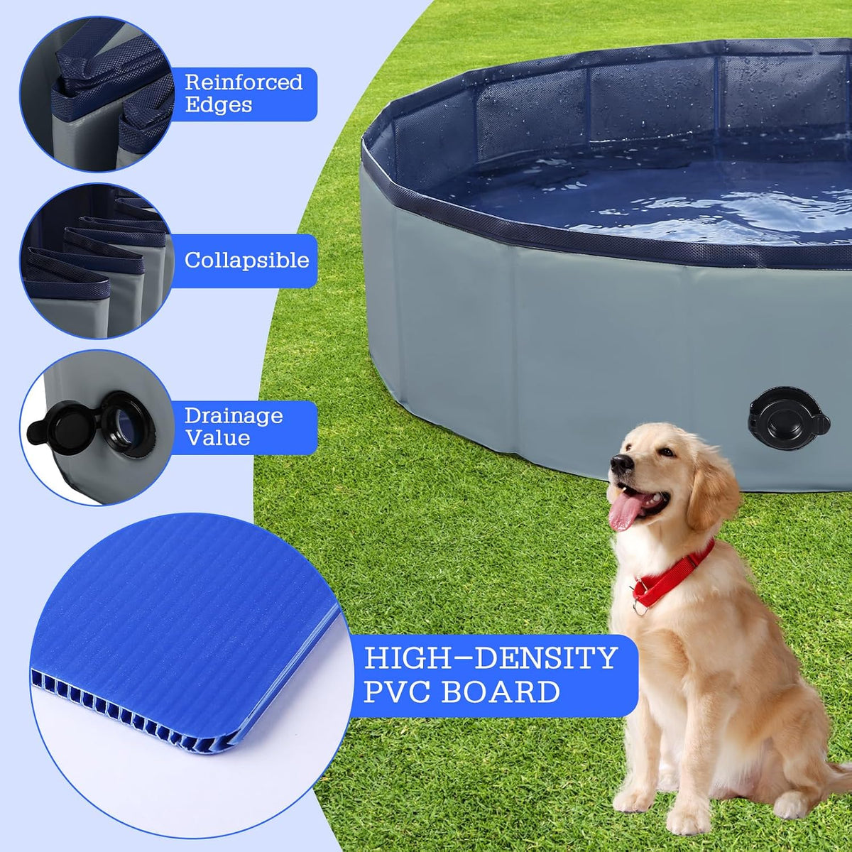 EOOQI foldable pet pool features and care, image 21