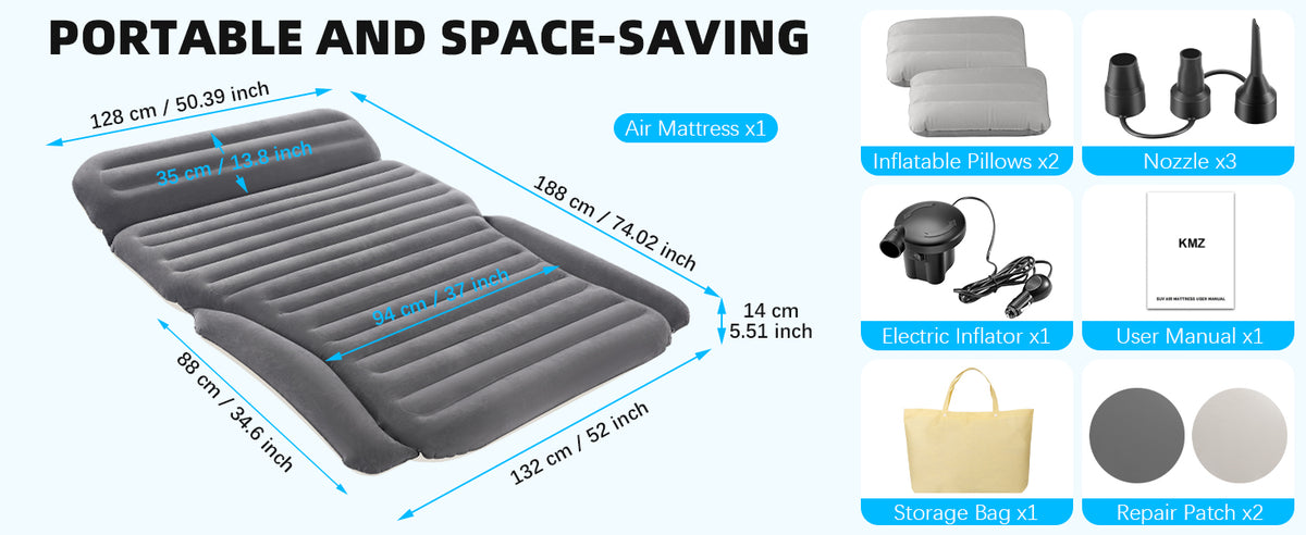 KMZ Dark Gray SUV air mattress B0DHZJK76R A+ panel 6
