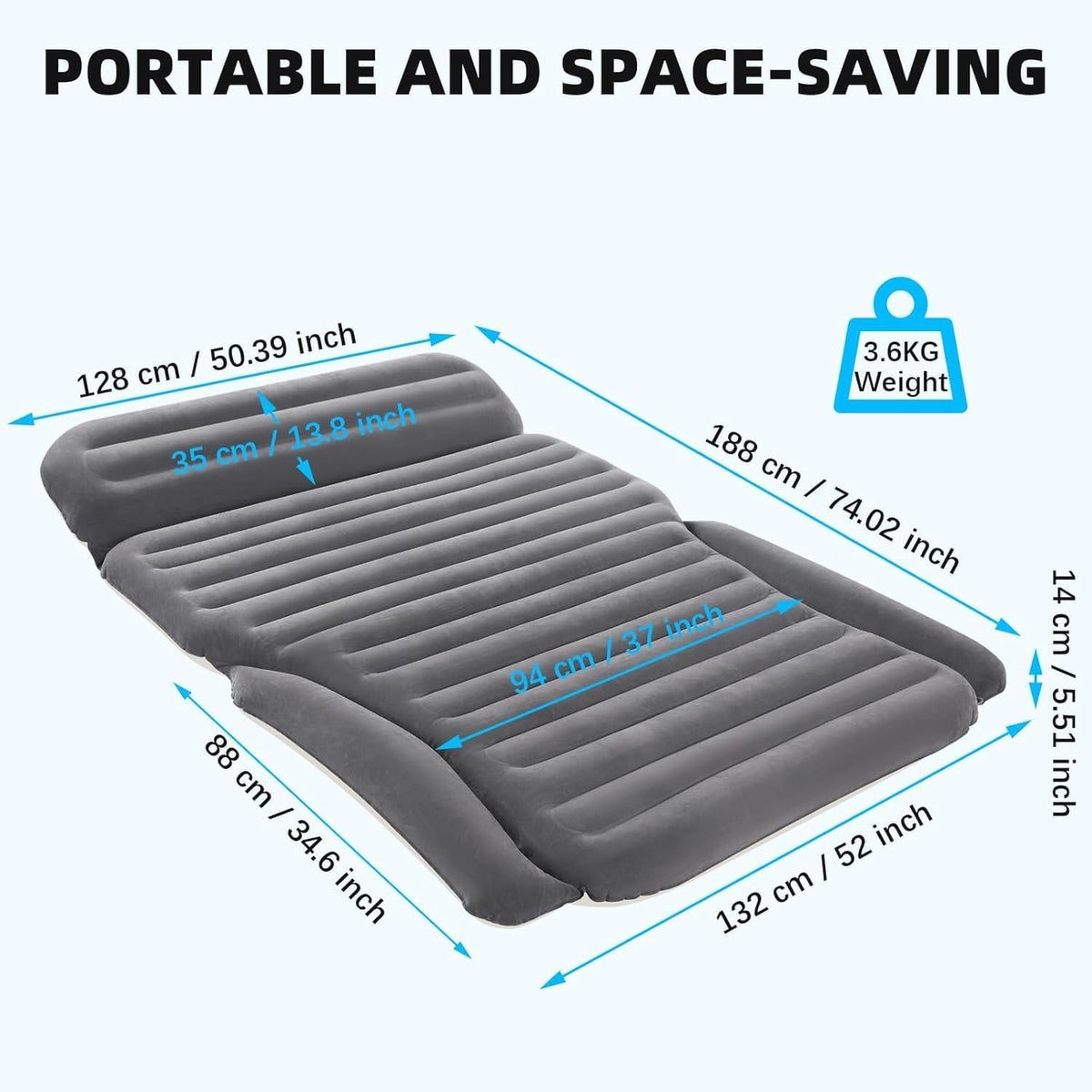 KMZ Dark Gray SUV air mattress B0DHZJK76R product image 2